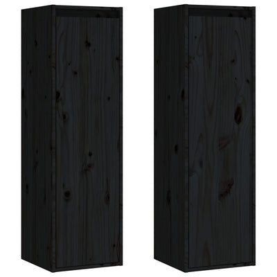 Seinäkaapit 2 kpl musta 30x30x100 cm täysi mänty