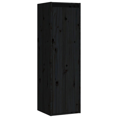 Seinäkaapit 2 kpl musta 30x30x100 cm täysi mänty