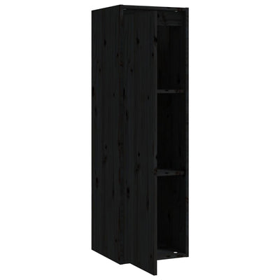Seinäkaapit 2 kpl musta 30x30x100 cm täysi mänty