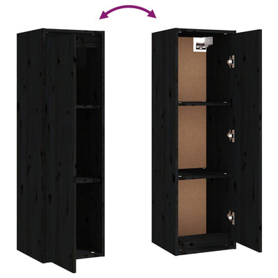 Seinäkaapit 2 kpl musta 30x30x100 cm täysi mänty