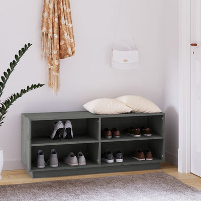 Kenkäkaappi harmaa 110x34x45 cm täysi mänty