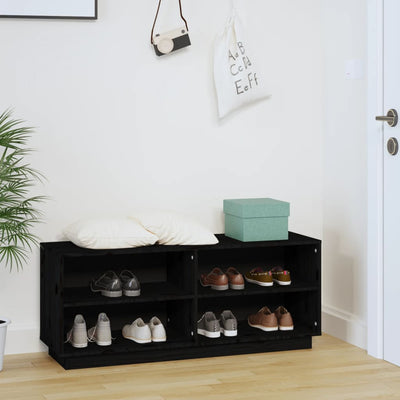 Kenkäkaappi musta 110x34x45 cm täysi mänty