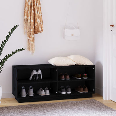 Kenkäkaappi musta 110x34x45 cm täysi mänty