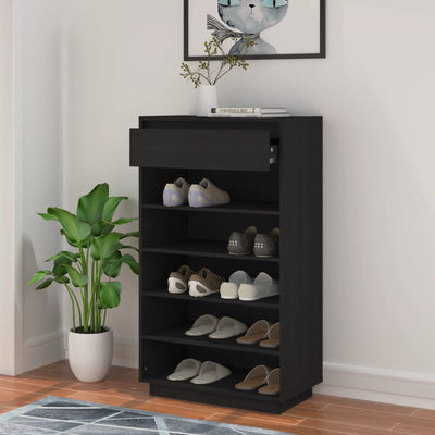 Kenkäkaappi musta 60x34x105 cm täysi mänty