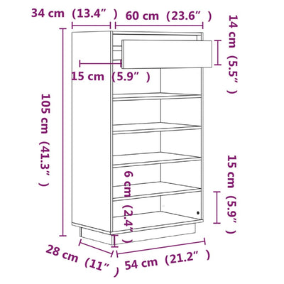 Kenkäkaappi musta 60x34x105 cm täysi mänty