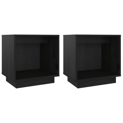 Yöpöydät 2 kpl musta 40x30x40 cm täysi mänty
