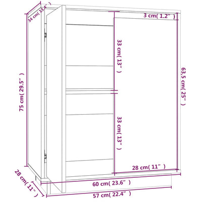 Senkki musta 60x34x75 cm täysi mänty