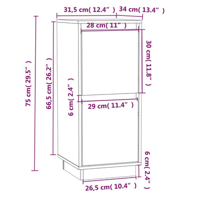 Senkit 2 kpl valkoinen 31,5x34x75 cm täysi mänty