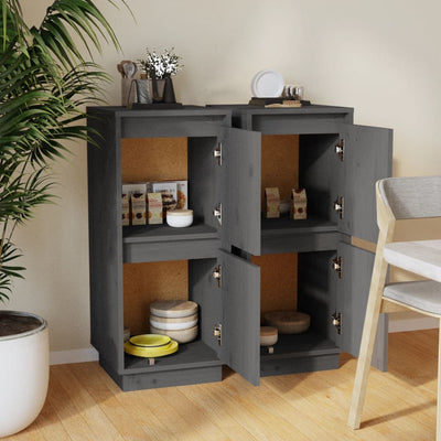 Senkit 2 kpl harmaa 31,5x34x75 cm täysi mänty