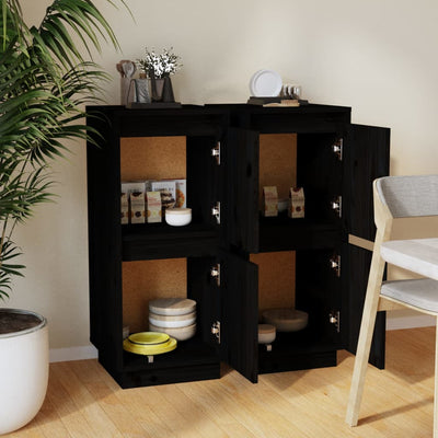 Senkit 2 kpl musta 31,5x34x75 cm täysi mänty