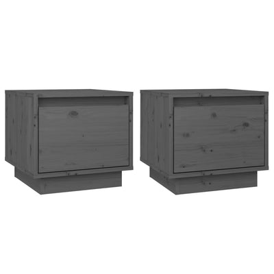 Yöpöydät 2 kpl harmaa 35x34x32 cm täysi mänty