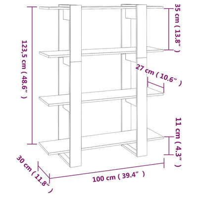 Kirjahylly/tilanjakaja musta 100x30x123,5 cm lastulevy