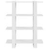 Valkoinen kirjahylly/tilanjakaja Cozmir 100x30x123,5cm (korkeakiilto)