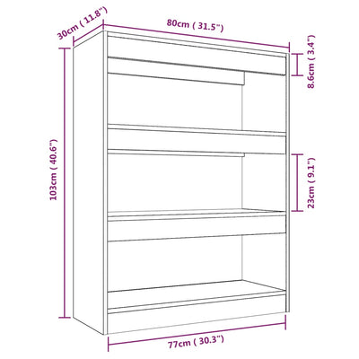 Kirjahylly/tilanjakaja Sonoma-tammi 80x30x103 cm tekninen puu