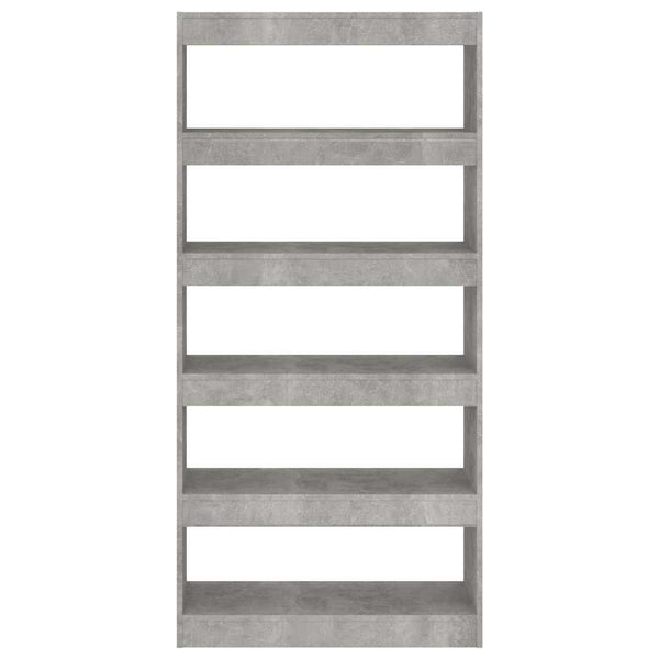 Kirjahylly/tilanjakaja betoninharmaa 80x30x166 cm tekninen puu
