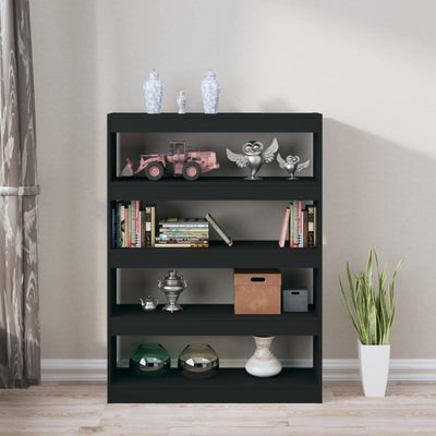 Kirjahylly/tilanjakaja musta 100x30x135 cm lastulevy