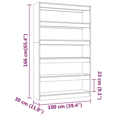 Kirjahylly/tilanjakaja musta 100x30x166 cm lastulevy