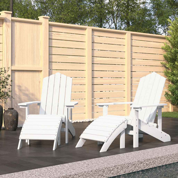 Valkoinen adirondack puutarhatuolit Jenut (2 kpl jalkatuilla hdpe)