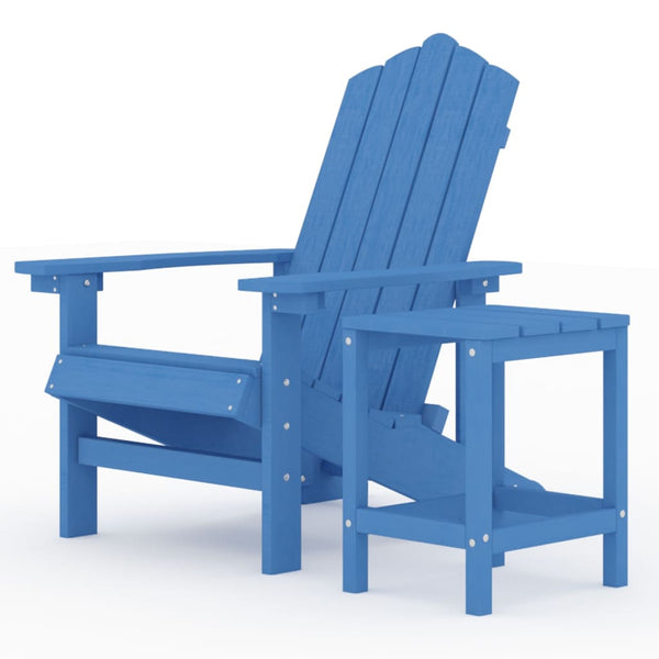 Adirondack puutarhatuoli pöydällä HDPE vedensininen