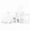 Adirondack puutarhatuoli jalkatuella ja pöydällä HDPE valkoinen