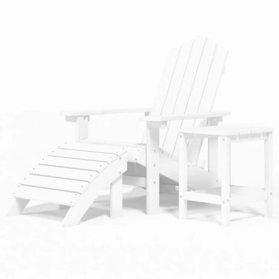 Adirondack puutarhatuoli jalkatuella ja pöydällä HDPE valkoinen