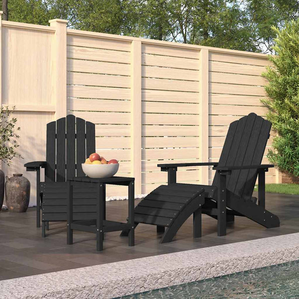 Adirondack puutarhatuolit jalkatuilla/pöydällä HDPE antrasiitti