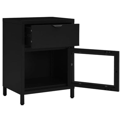 Yöpöydät 2 kpl musta 40x30x54,5 cm teräs ja lasi