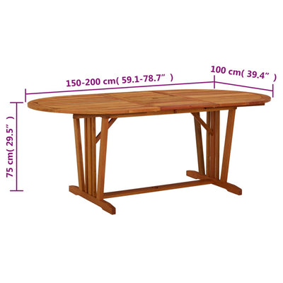 Puutarhapöytä 200x100x75 cm täysi eukalyptuspuu