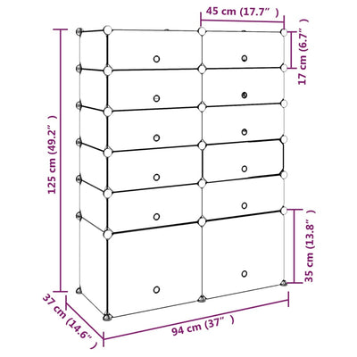 Kenkäteline musta 94x37x125 cm PP