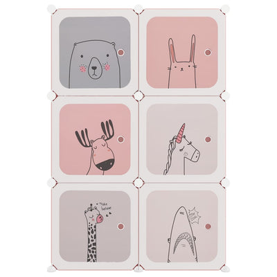 Pinkki säilytyskaappi lapsille Coneliu 6 kuutiolla (pp)