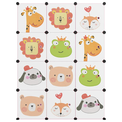 Pinkki säilytyskaappi lapsille Coneliu 12 kuutiolla (pp)