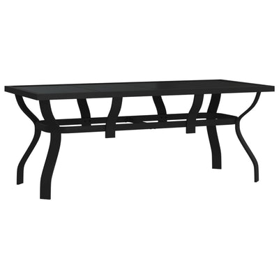 Puutarhapöytä musta 180x80x70 cm teräs ja lasi