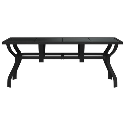 Puutarhapöytä musta 180x80x70 cm teräs ja lasi