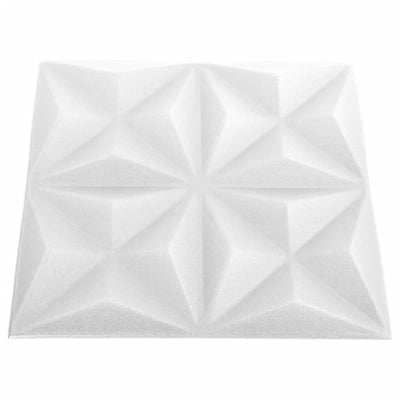 3D-seinäpaneelit 24 kpl 50x50 cm valkoinen origami 6 m²