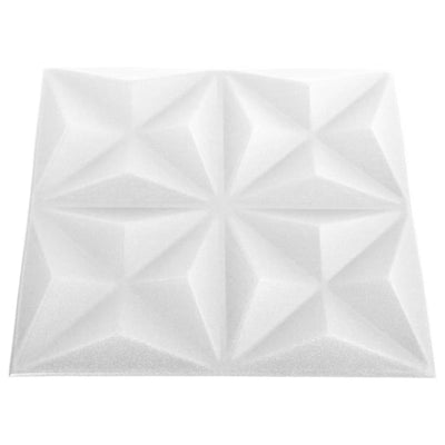 3D-seinäpaneelit 48 kpl 50x50 cm valkoinen origami 12 m²
