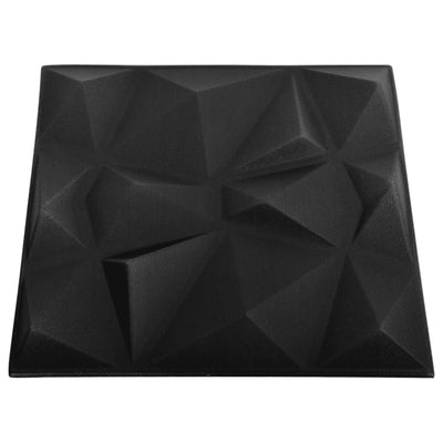 3D-seinäpaneelit 48 kpl 50x50 cm timantinmusta 12 m²