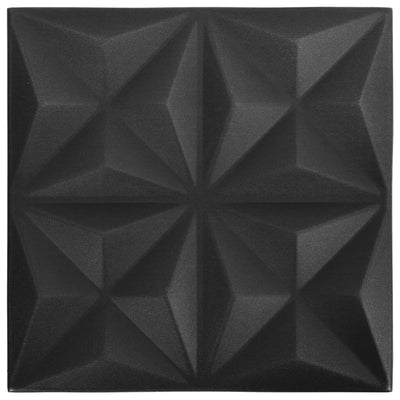 3D-seinäpaneelit 48 kpl 50x50 cm musta origami 12 m²