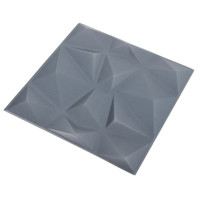 3D-seinäpaneelit 12 kpl 50x50 cm timantinharmaa 3 m²