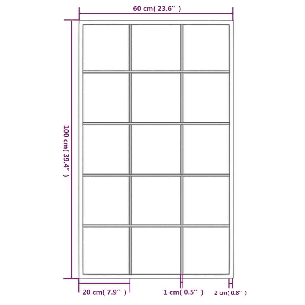 Puggioli mustat seinäpeilit 100x60cm (3 kpl metalli)