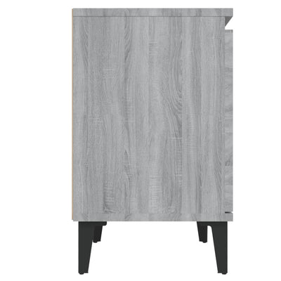 Yöpöytä metallijaloilla harmaa Sonoma 40x30x50 cm