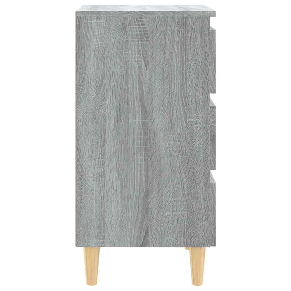 Yöpöydät täyspuiset jalat 2 kpl harmaa Sonoma 40x35x69 cm