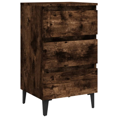 Yöpöydät metallijaloilla 2 kpl savutammi 40x35x69 cm
