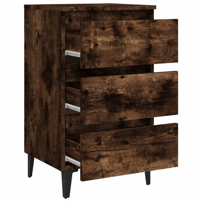 Yöpöydät metallijaloilla 2 kpl savutammi 40x35x69 cm