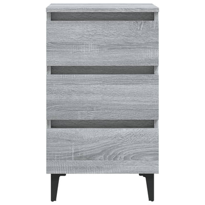 Yöpöytä metallijaloilla harmaa Sonoma 40x35x69 cm
