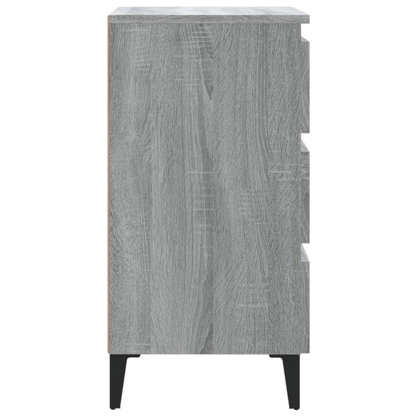 Yöpöydät metallijaloilla 2 kpl harmaa Sonoma 40x35x69 cm