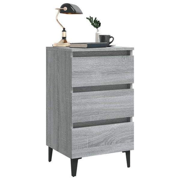 Yöpöydät metallijaloilla 2 kpl harmaa Sonoma 40x35x69 cm