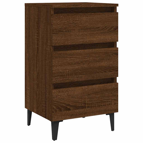 Yöpöytä metallijaloilla ruskea tammi 40x35x69 cm