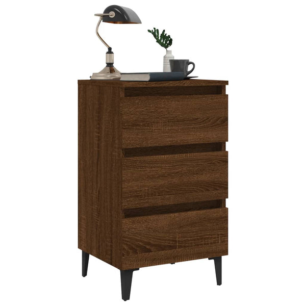 Yöpöytä metallijaloilla ruskea tammi 40x35x69 cm