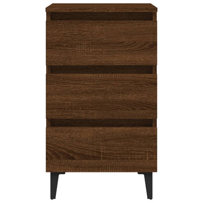 Yöpöydät metallijaloilla 2 kpl ruskea tammi 40x35x69 cm