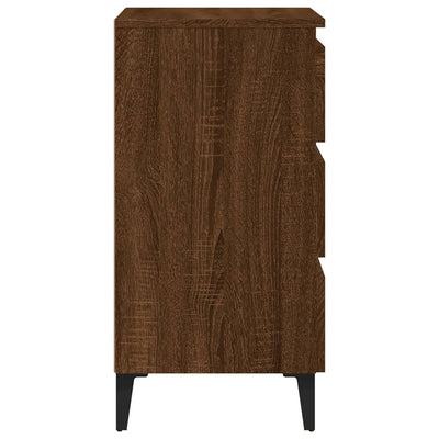 Yöpöydät metallijaloilla 2 kpl ruskea tammi 40x35x69 cm